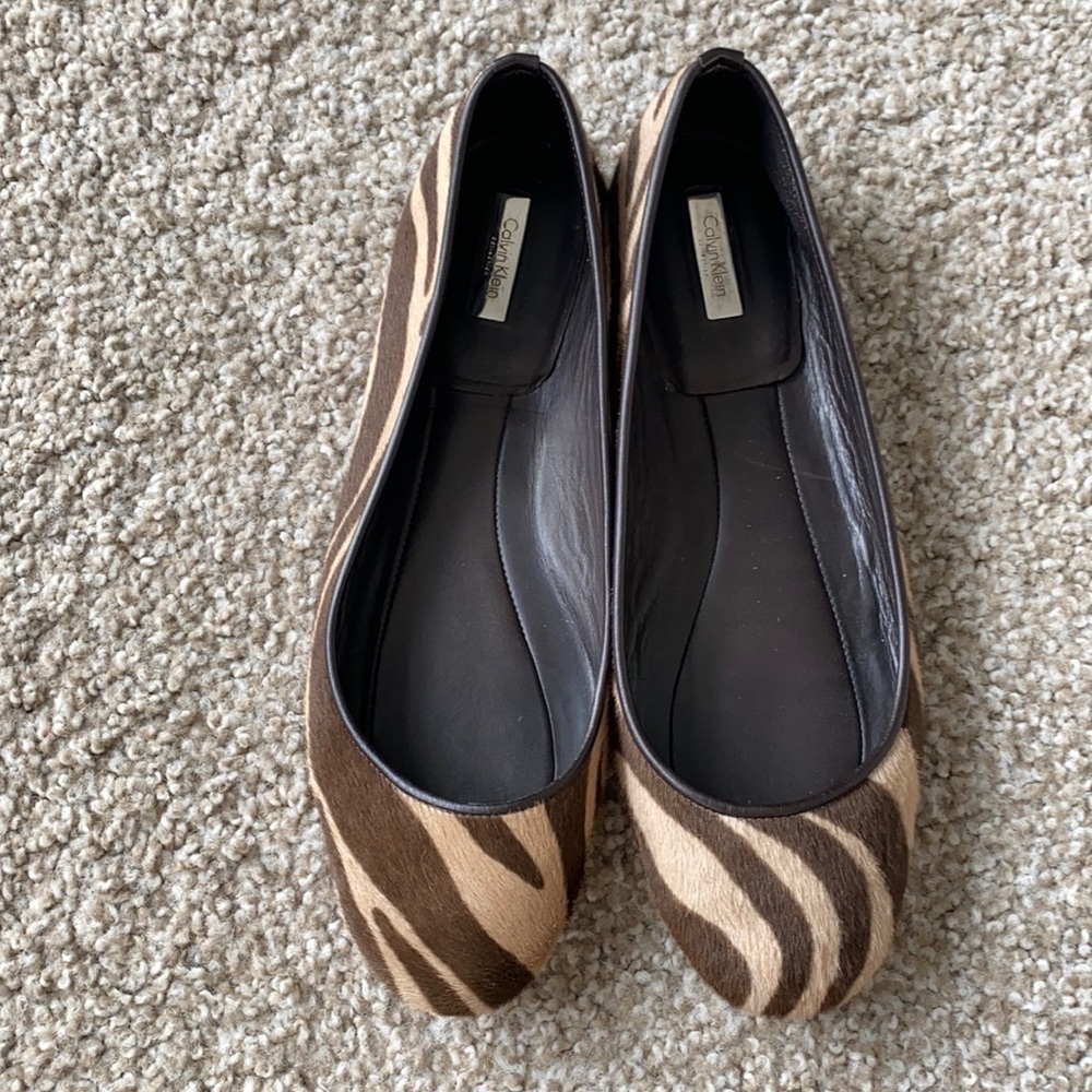 Calvin Klein Collection Pony Hair ballet flat. Leather sole.